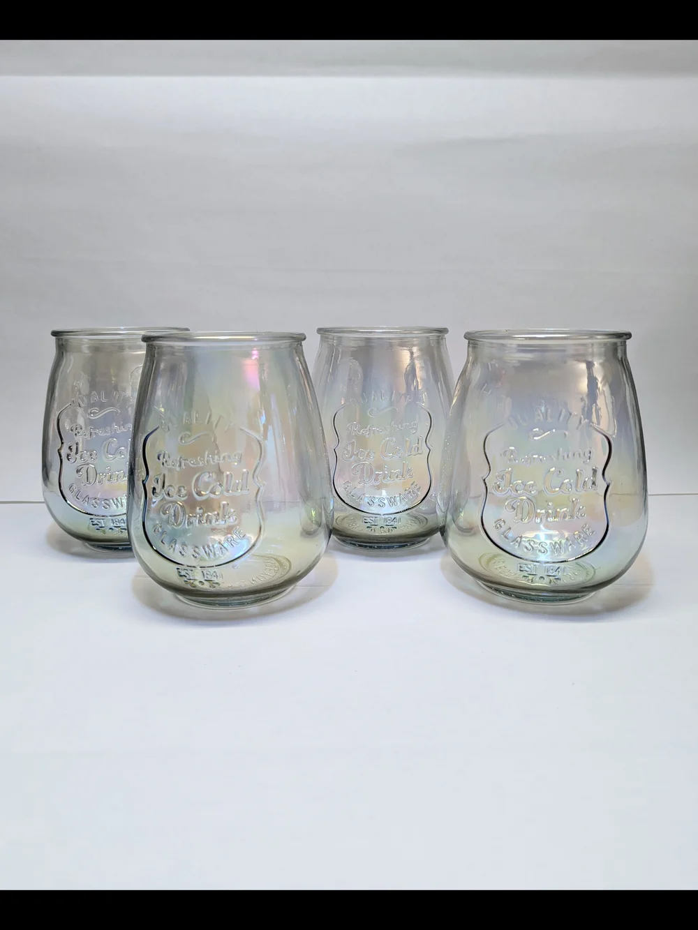 Irridescent Stemless Wine Glasses - Set of 4